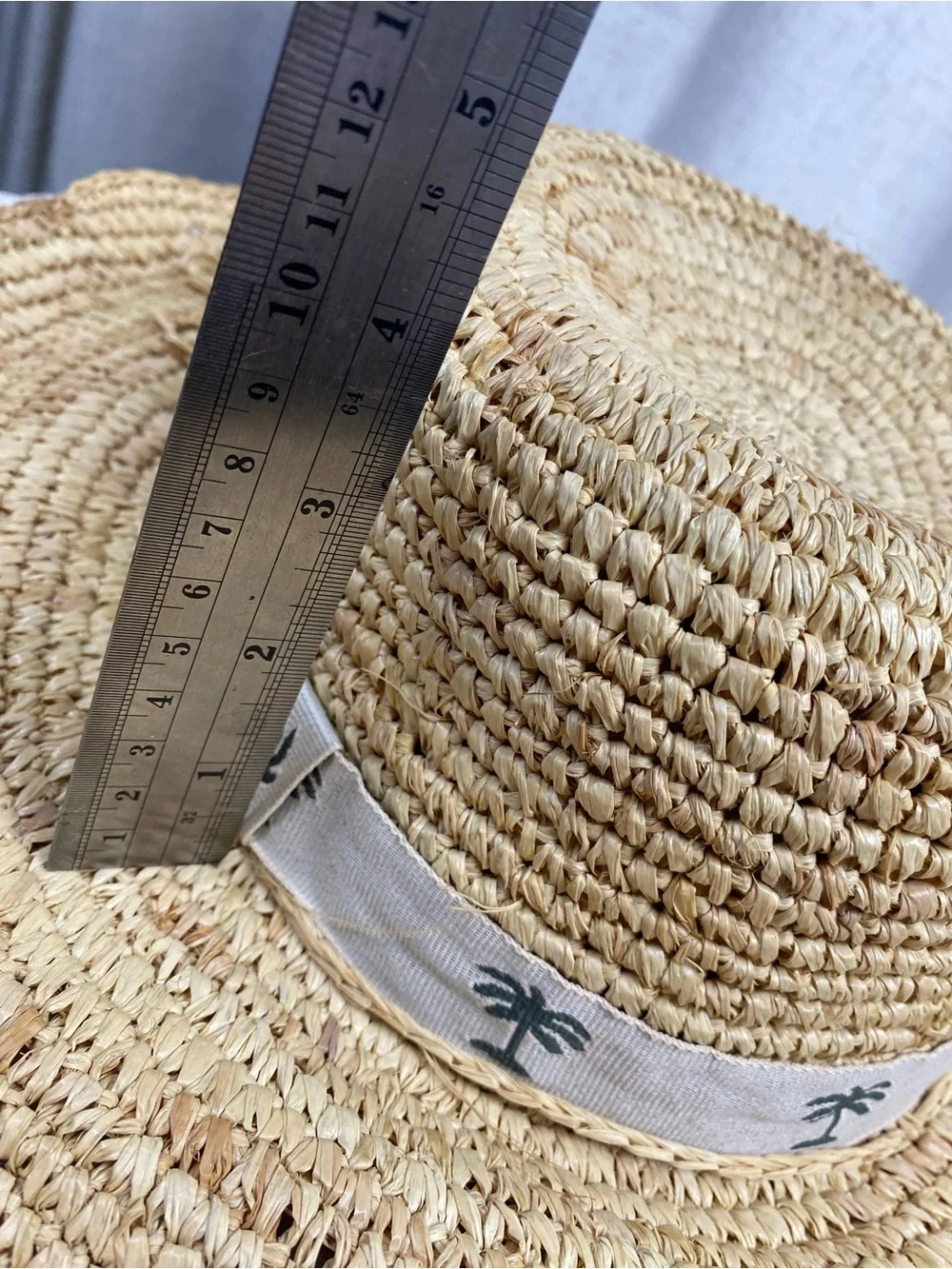 Vintage Panama Jack Straw Hat Wide Brim Palm Tree Ribbon Sun Boater Beach OSFA